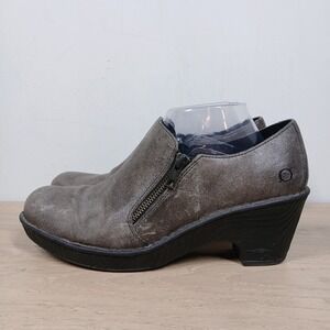 Born Elliot Boots Womens 11 Gray Leather Side Zip Comfort Office Shoes Slip On